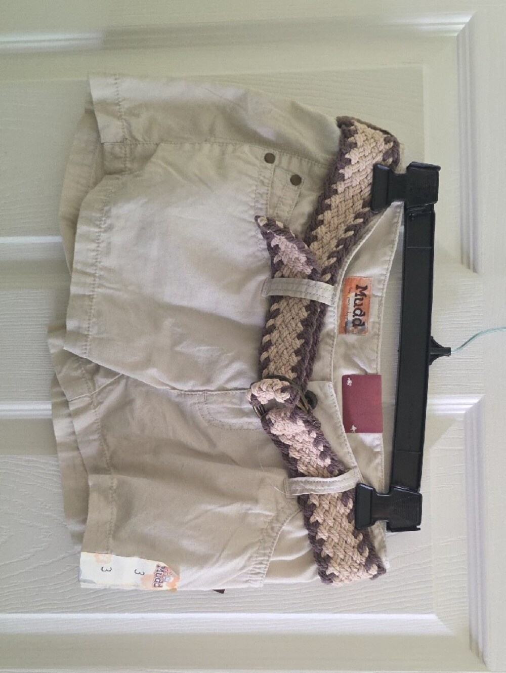 Mudd Light Khaki Shorts with Braided Two-Tone Belt
